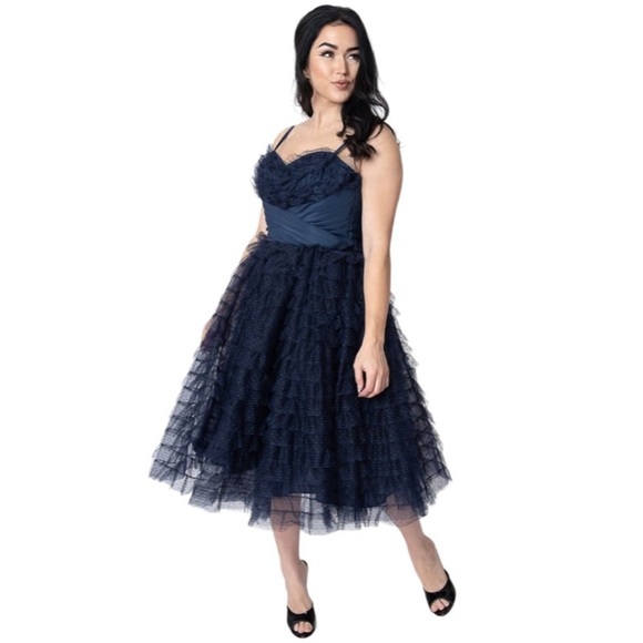 Tulle Cupcake Swing Dress - Navy Blue - Picture 4 of 7